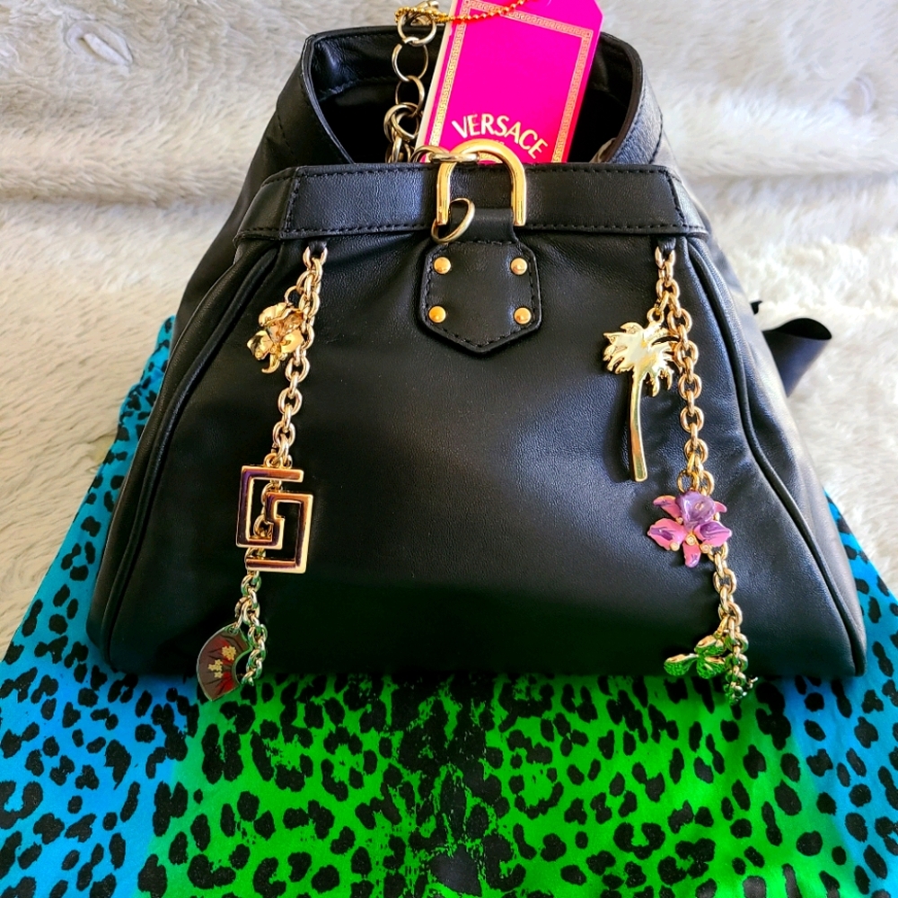 New w. tag Versace for H&M black leather purse